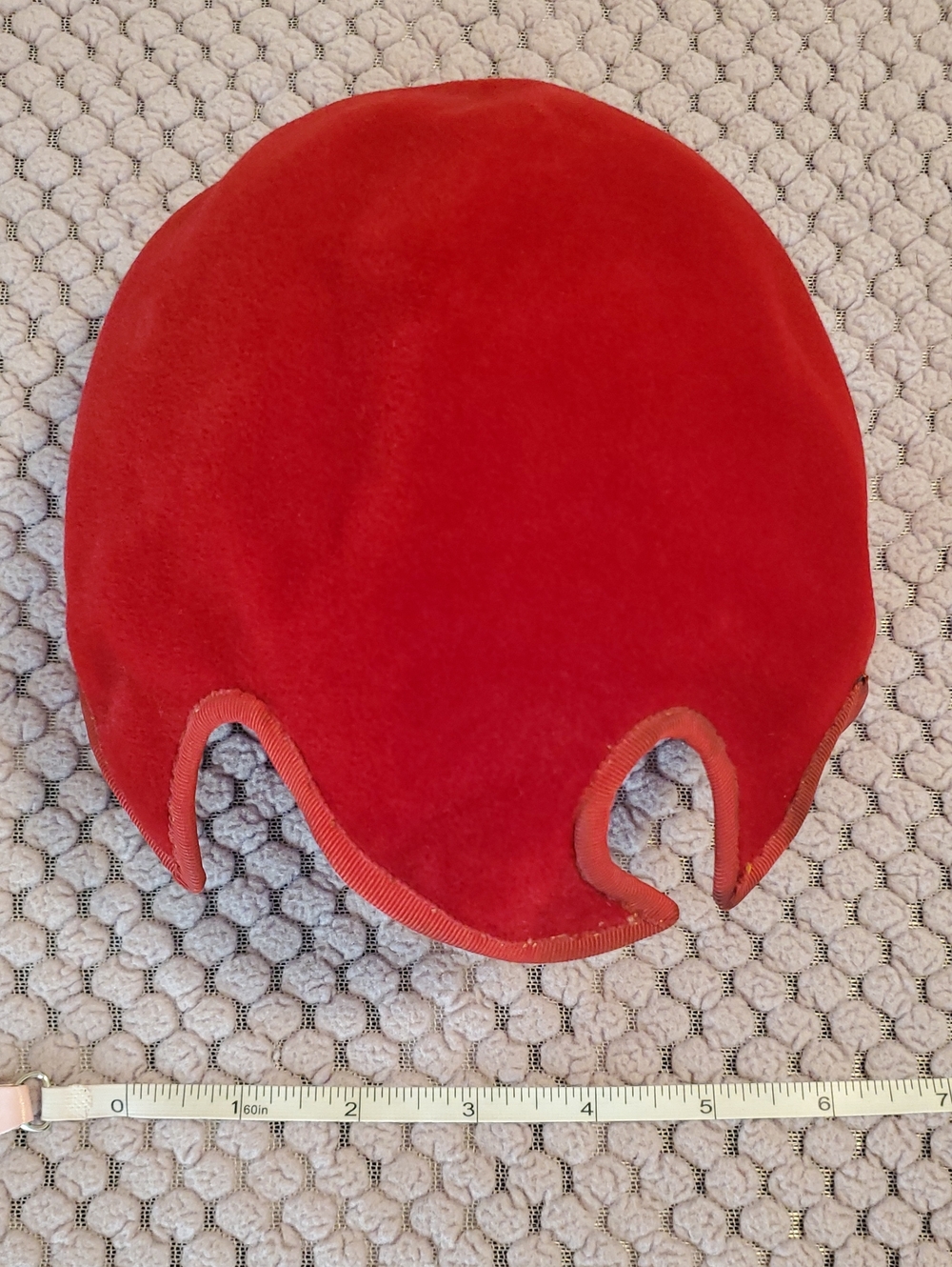 1950s Lucy Red Velvet Velour Fire Retro Cap Vintage Cocktail Hat Topper Pinup - Picture 11 of 15
